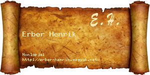 Erber Henrik névjegykártya